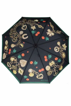 Moschino CZARNY Składany parasol z logo