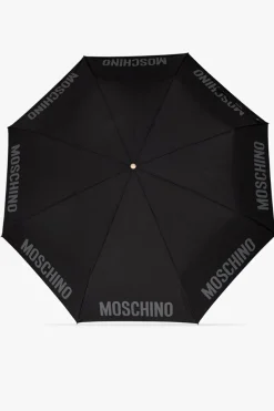 Moschino CZARNY Składany parasol z logo