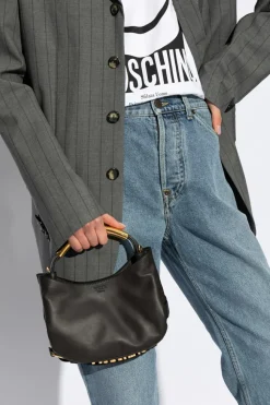 Moschino CZARNY Skórzana torba do ręki