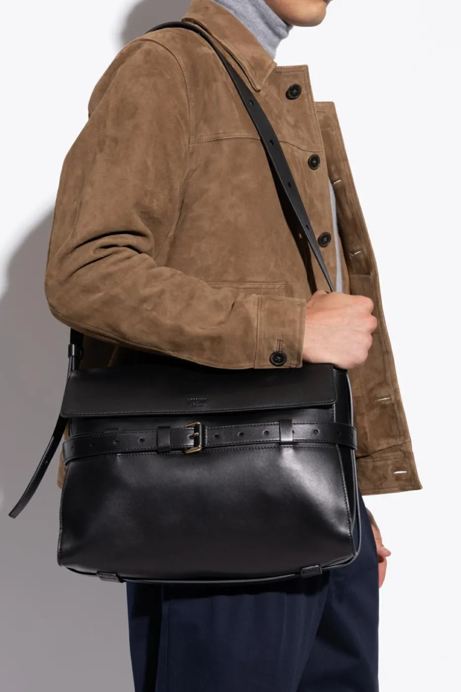 Moschino CZARNY Skórzana torba na ramię