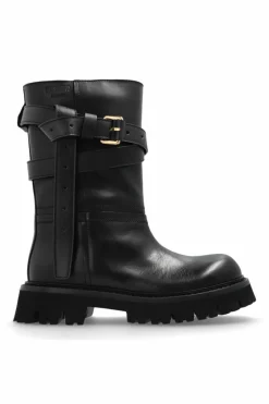 Moschino CZARNY Skórzane botki