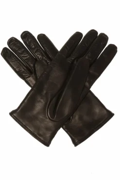 Moschino CZARNY Skórzane rękawiczki z logo