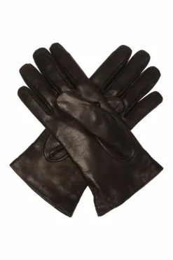 Moschino CZARNY Skórzane rękawiczki z logo