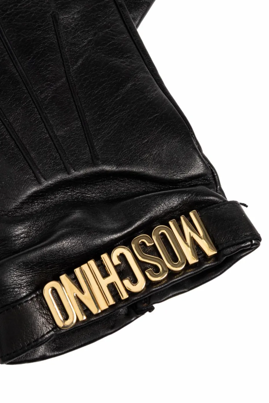 Moschino CZARNY Skórzane rękawiczki