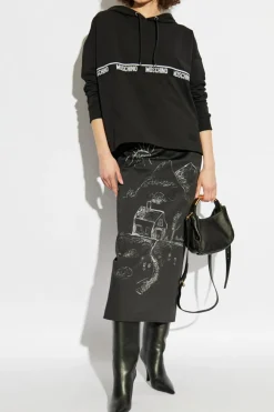 Moschino CZARNY Spódnica z nadrukiem