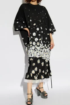 Moschino CZARNY Sukienka z motywem kwiatowym