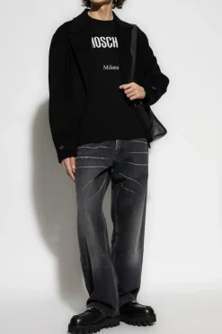 Moschino CZARNY Sweter z logo