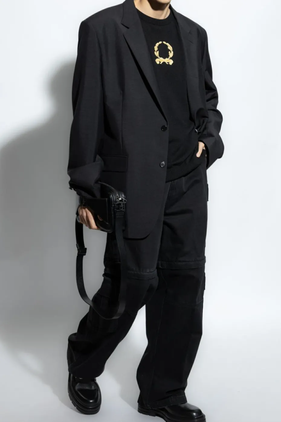 Moschino CZARNY Sweter z logo