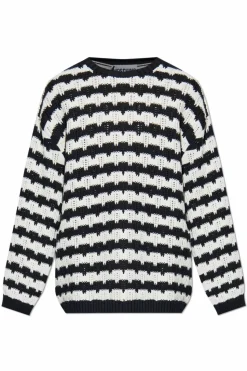 Moschino CZARNY Sweter ze wzorem w pasy