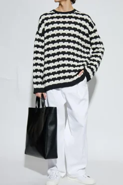 Moschino CZARNY Sweter ze wzorem w pasy