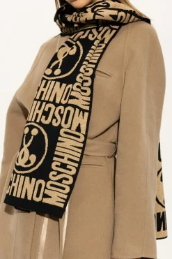 Moschino CZARNY Szal z logo