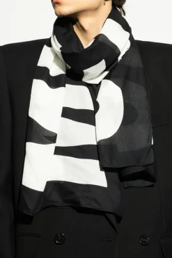 Moschino CZARNY Szal z logo