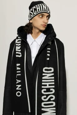 Moschino CZARNY Szal z logo