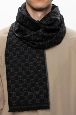 Moschino CZARNY Szal z logo