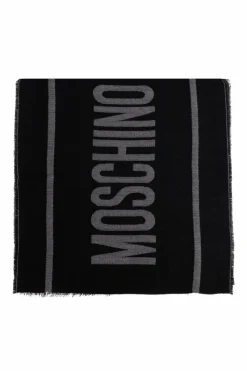 Moschino CZARNY Szal z logo