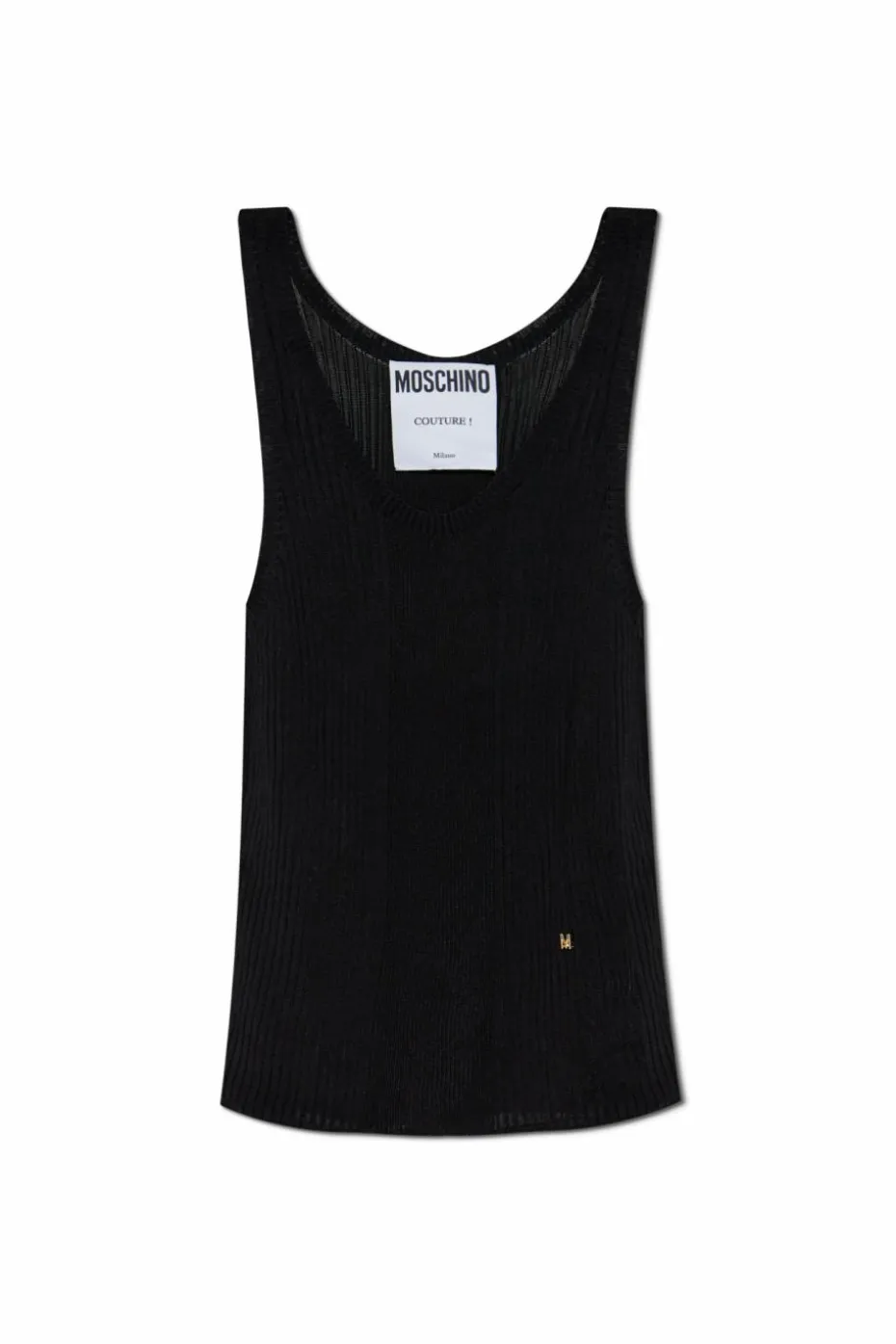 Moschino CZARNY Top z aplikacją w kształcie logo