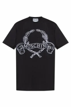 Moschino CZARNY T-shirt z wyszytym logo
