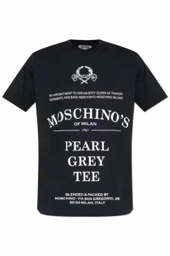 Moschino CZARNY T-shirt z nadrukiem
