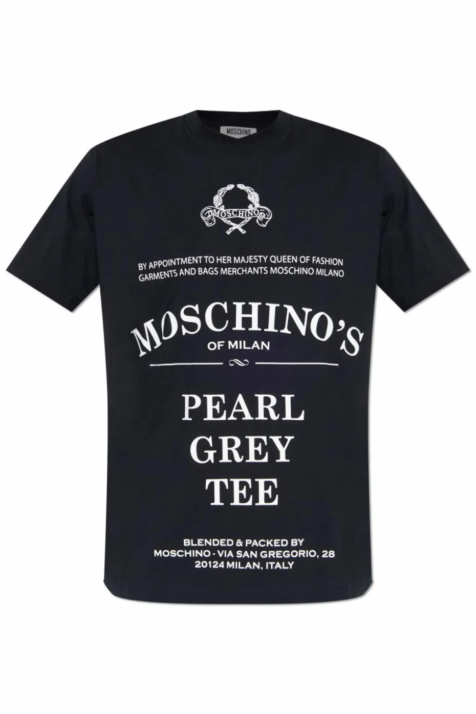Moschino CZARNY T-shirt z nadrukiem