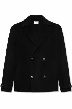 Moschino CZARNY Wełniany płaszcz