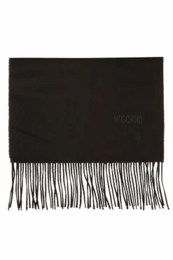 Moschino CZARNY Wełniany szal z logo