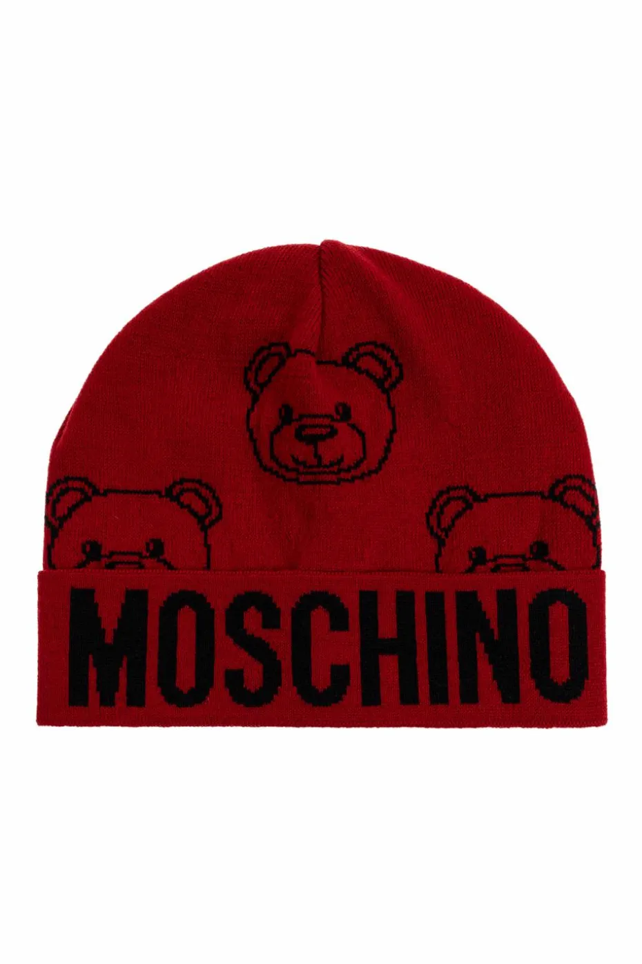 Moschino CZERWONY Czapka z charakterystycznym motywem misia