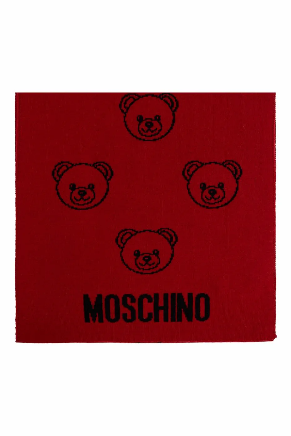 Moschino CZERWONY Szal z charakterystycznym motywem misia