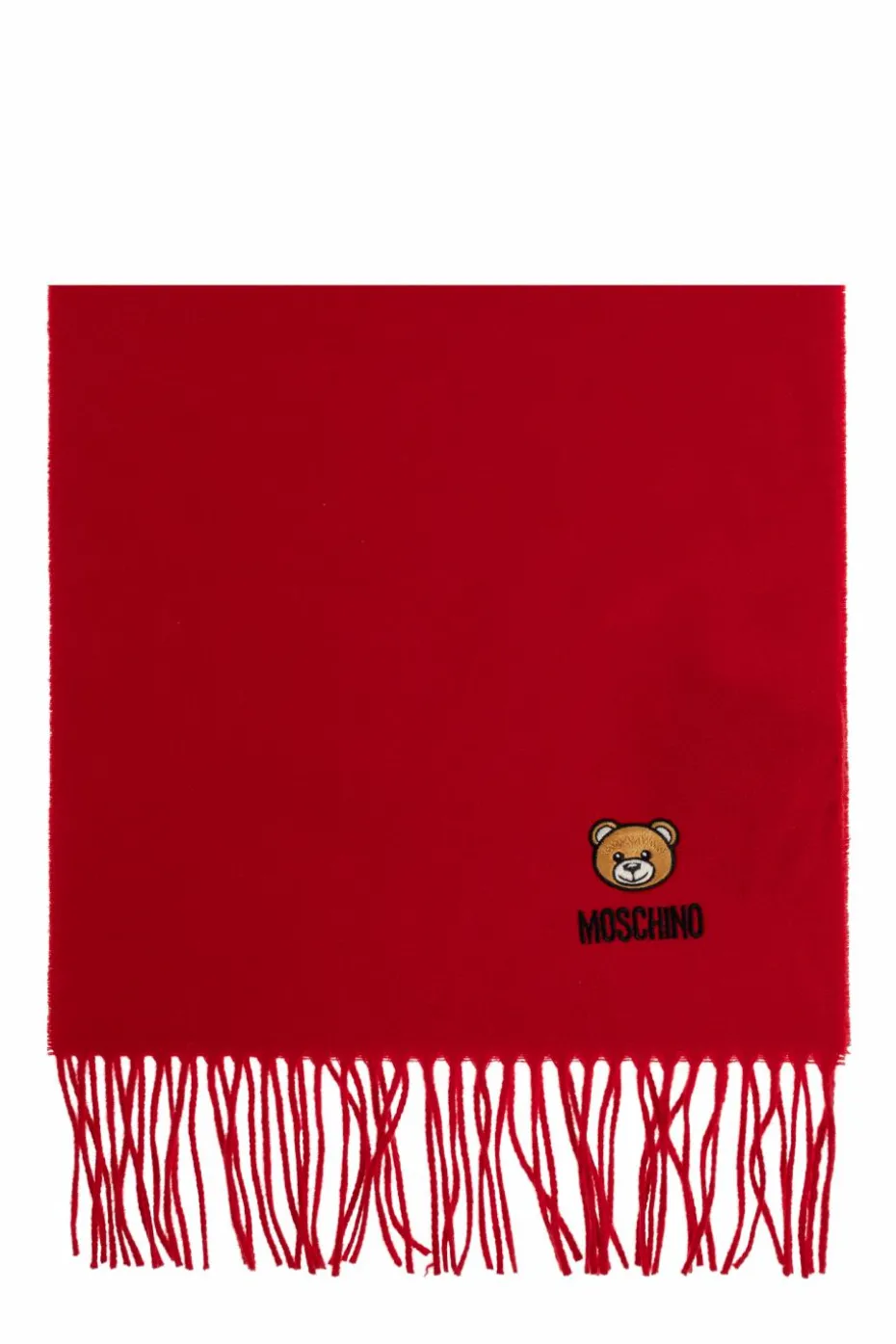 Moschino CZERWONY Wełniany szal z logo