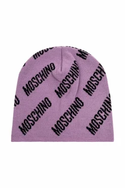 Moschino FIOLETOWY Czapka z monogramem