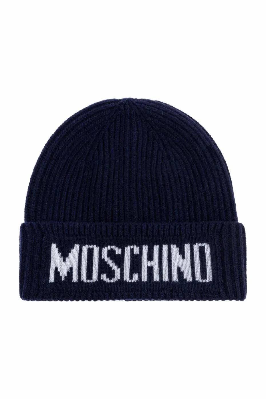 Moschino GRANATOWY Czapka z logo