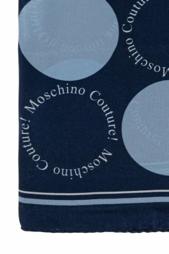 Moschino GRANATOWY Jedwabna apaszka z logo