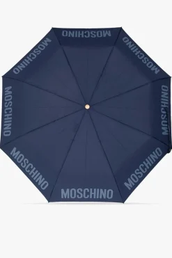 Moschino GRANATOWY Składany parasol z logo