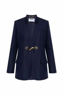 Moschino GRANATOWY Wełniana marynarka