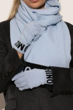Moschino jasnoniebieski Rękawiczki z logo