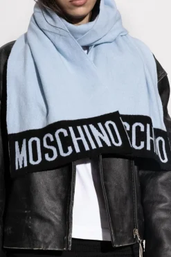 Moschino jasnoniebieski Szal z logo