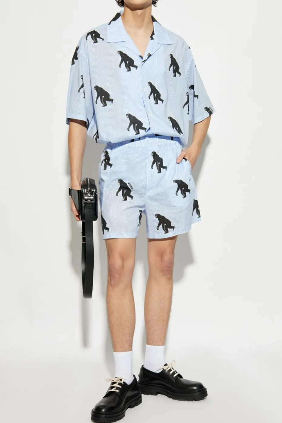 Moschino jasnoniebieski Szorty z motywem zwierzęcym