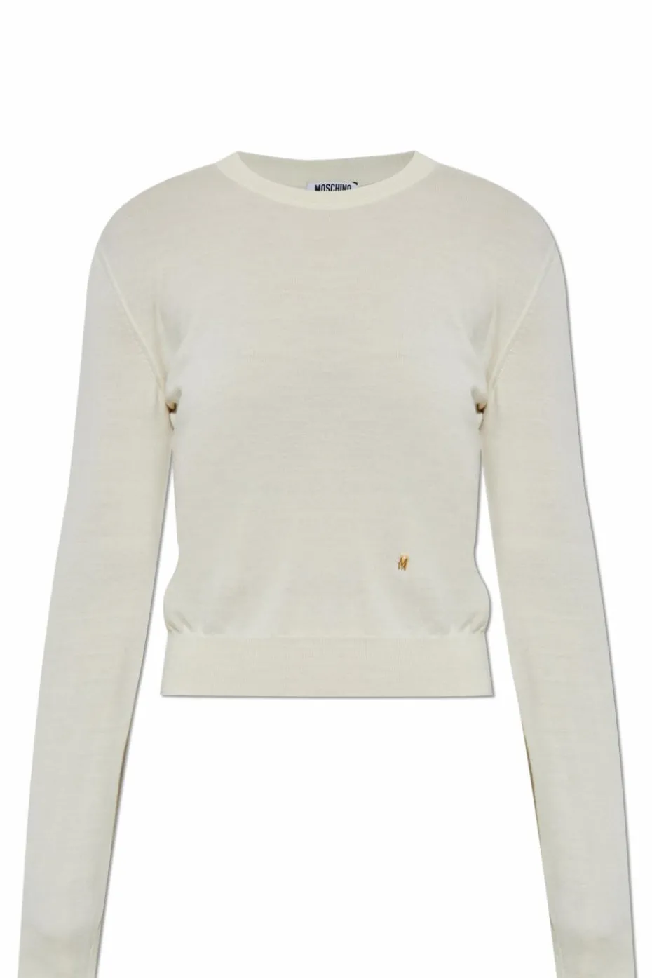 Moschino kremowy Sweter z logo