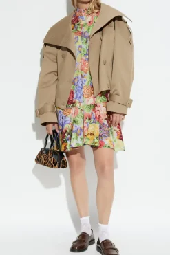 Moschino MULTIKOLOR Bawełniana sukienka z motywem kwiatowym