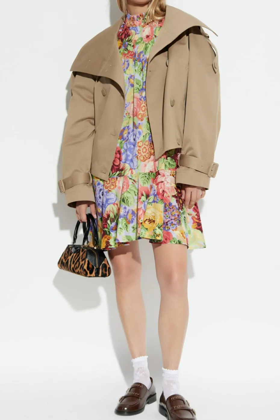 Moschino MULTIKOLOR Bawełniana sukienka z motywem kwiatowym