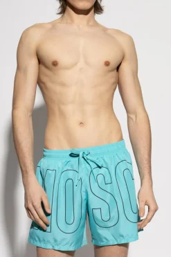 Moschino NIEBIESKI Szorty kąpielowe z logo