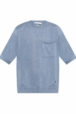 Moschino NIEBIESKI T-shirt z kieszenią