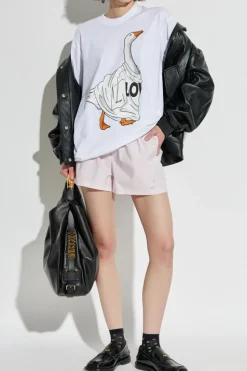 Moschino RÓŻOWY Szorty z haftem