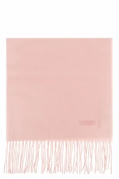 Moschino RÓŻOWY Wełniany szal z wyszytym logo