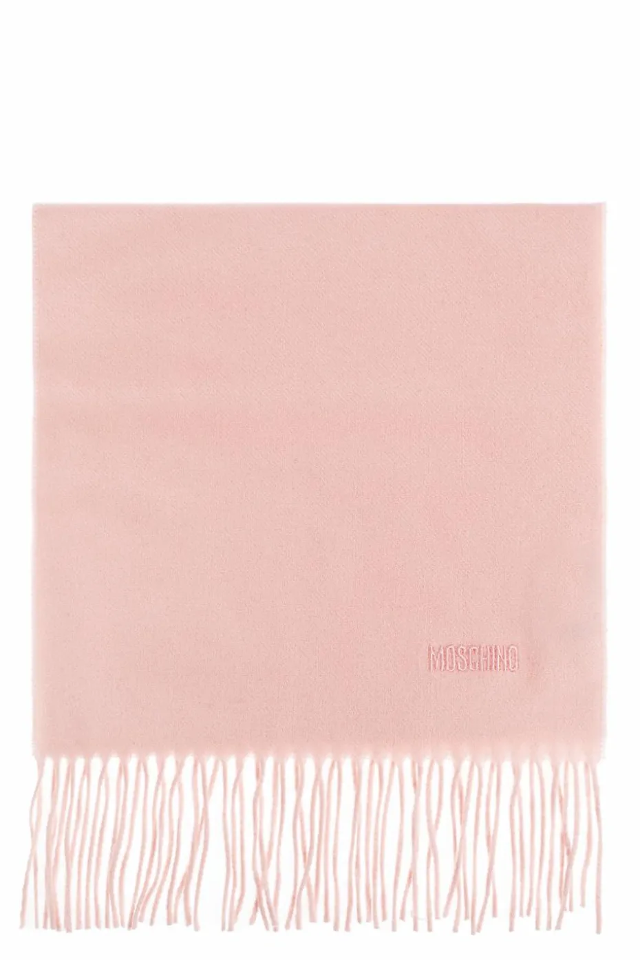Moschino RÓŻOWY Wełniany szal z wyszytym logo
