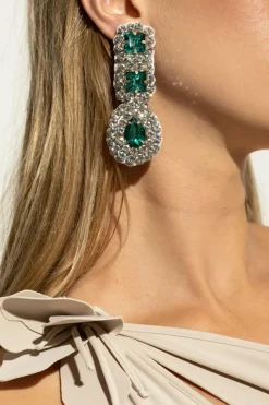 Moschino SREBRNY Klipsy z kryształami
