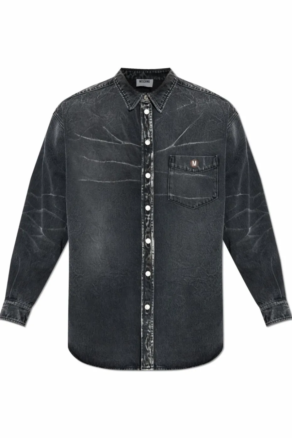 Moschino SZARY Jeansowa koszula z logo