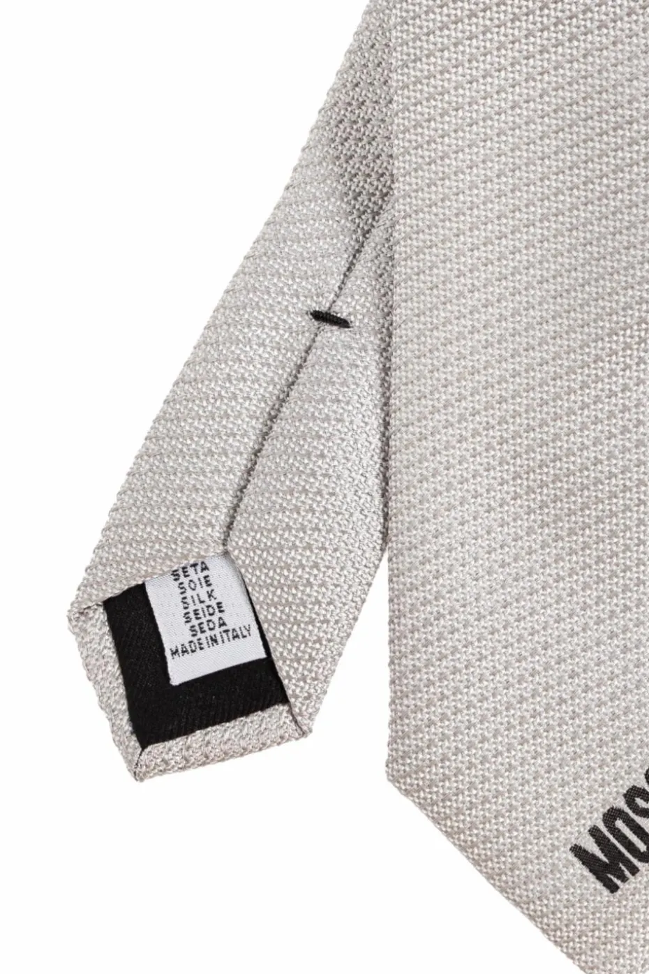 Moschino SZARY Jedwabny krawat z logo