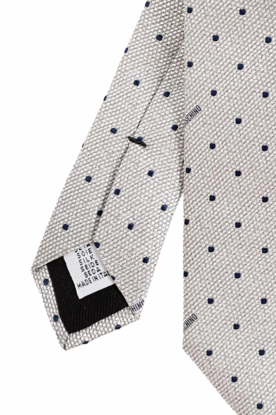 Moschino SZARY Krawat ze wzorem w kropki
