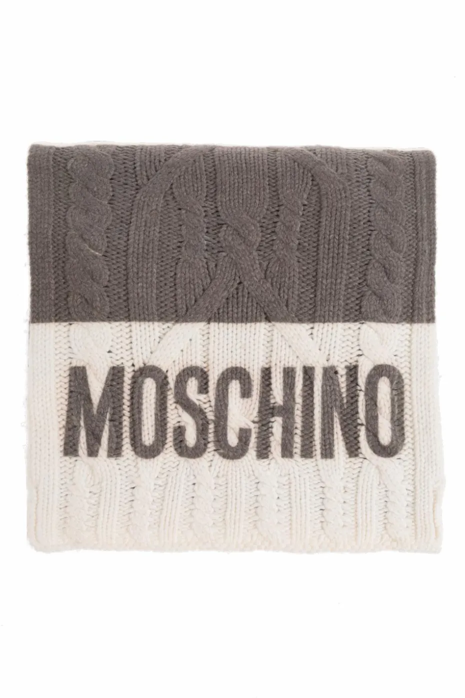 Moschino SZARY Szal z logo