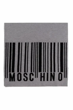 Moschino SZARY Szal z logo